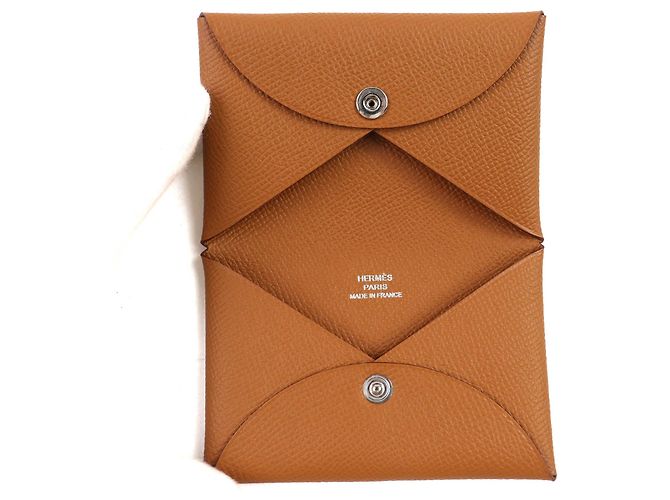Hermès Tarjetero Calvi en piel Epsom Hermes Dorado - vista 6