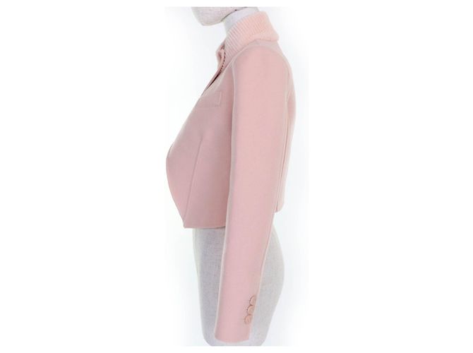 Fendi Mink fur collar Virgin wool Jacket Pink - view 2