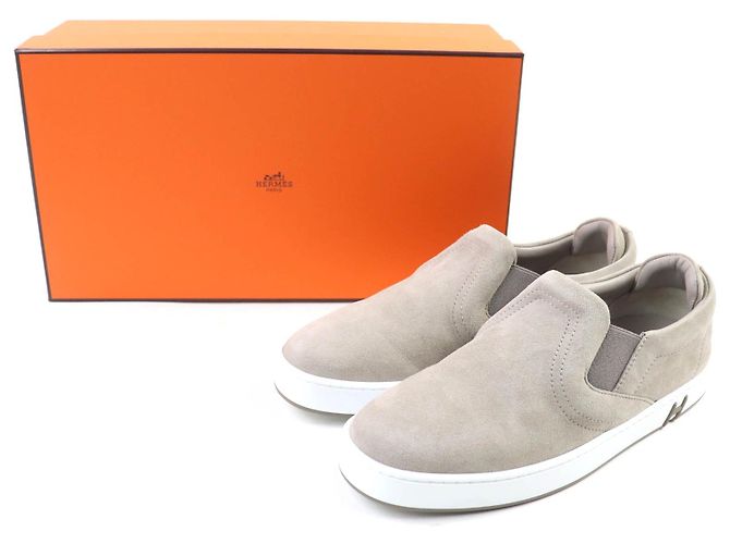 Hermès Mocassini Kiddy in scamosciato Hermes Marrone Grigio - vista 2