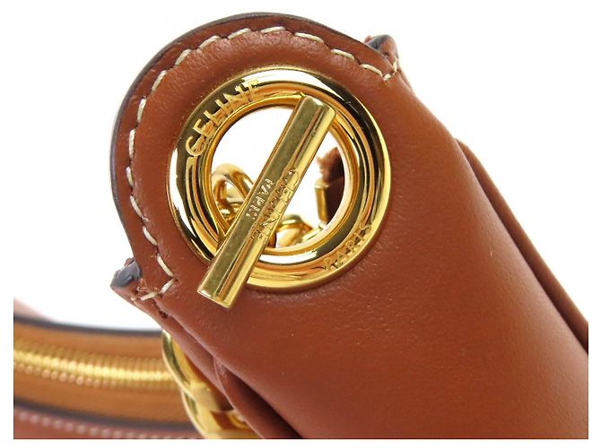 Céline Bolso de hombro de cuero Celine AVA CHAIN Bronce - vista 10