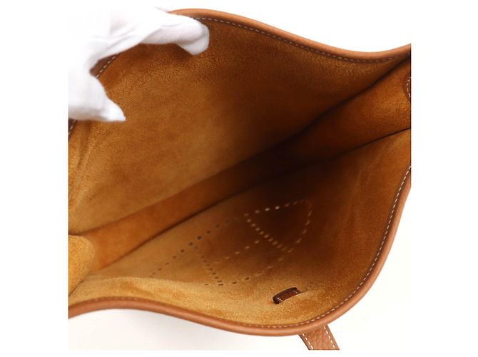 Hermès Borsa a Spalla Hermes Evelyne Taurillon Clemence D'oro - vista 8
