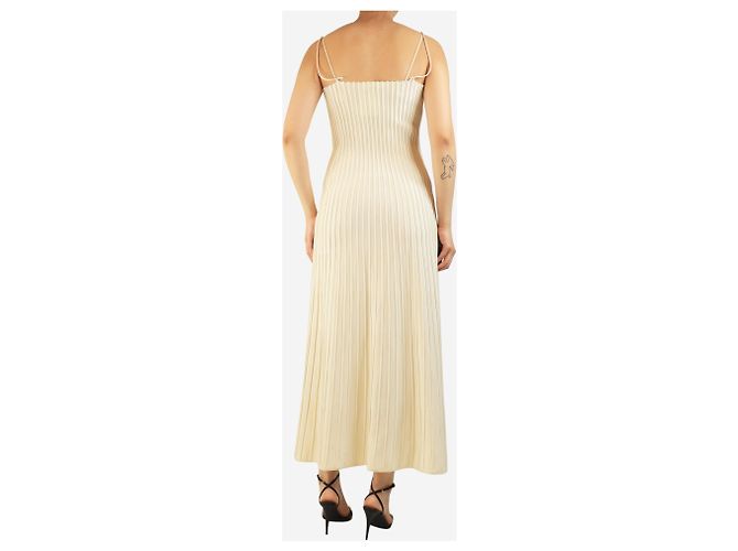 Autre Marque Geripptes Midi-Kleid Carlotta Elfenbein - Größe UK 12 Roh - Ansicht 2
