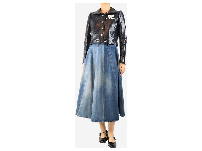 Céline Blauer zweifarbiger Denim-Midirock - Größe UK 10 - Ansicht 2