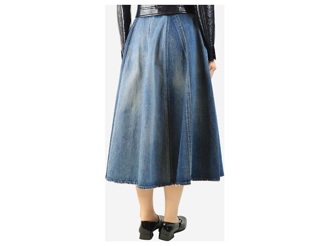 Céline Blauer zweifarbiger Denim-Midirock - Größe UK 10 - Ansicht 3