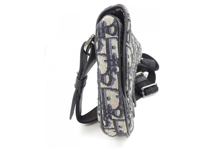 Mini borsa a tracolla Dior Saddle Oblique Nero Beige Blu navy - vista 2