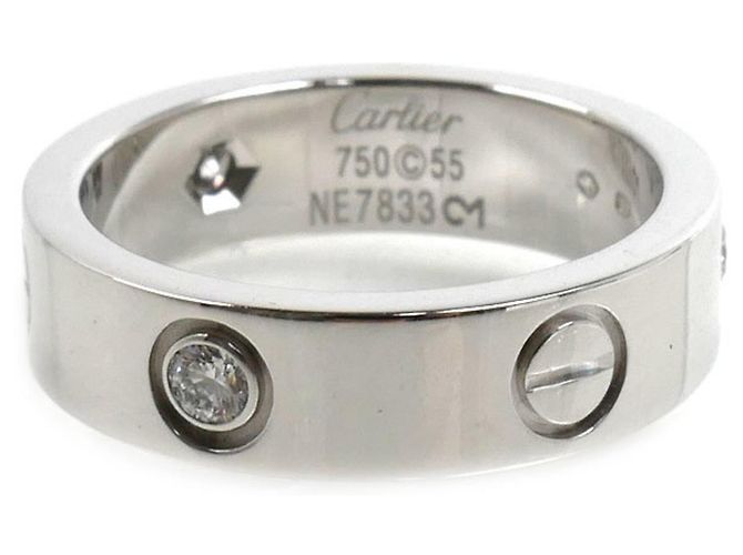 Cartier Love Ring aus 18K Weißgold mit halbem Diamanten - Ansicht 3