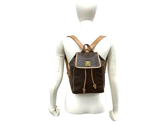 Céline Zaino Celine Vintage Macadam Blazon Triomphe Marrone - vista 2