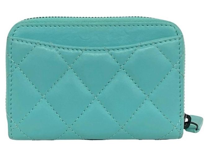 Timeless Chanel Matelassé Lammfell Münzbeutel Grün - Ansicht 2