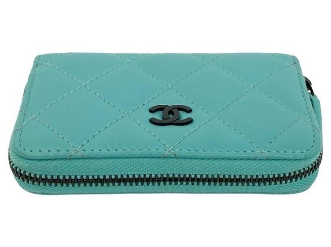 Timeless Chanel Matelassé Lammfell Münzbeutel Grün - Ansicht 3