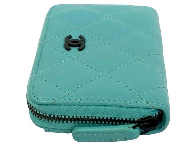 Timeless Chanel Matelassé Lammfell Münzbeutel Grün - Ansicht 4