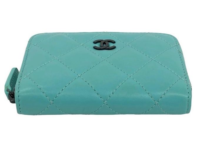 Timeless Chanel Matelassé Lammfell Münzbeutel Grün - Ansicht 6