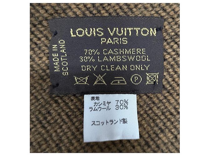 Louis Vuitton Cashmere Wool Monogram Blanket Brown Black - view 5