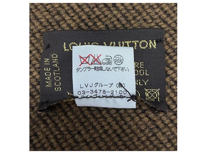 Louis Vuitton Cashmere Wool Monogram Blanket Brown Black - view 6