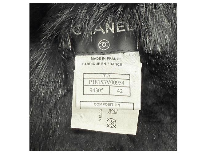 Sciarpa con stola in pelliccia di coniglio nero Chanel - vista 10