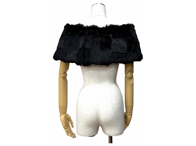 Sciarpa con stola in pelliccia di coniglio nero Chanel - vista 5