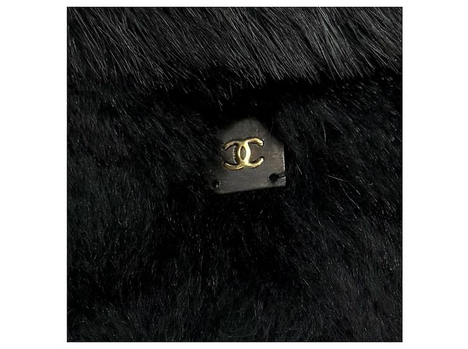 Sciarpa con stola in pelliccia di coniglio nero Chanel - vista 9