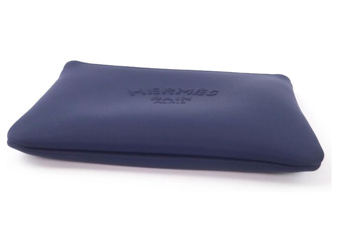 Hermès HERMES Trouse Flat PM Zip Pouch Negro Azul marino - vista 3