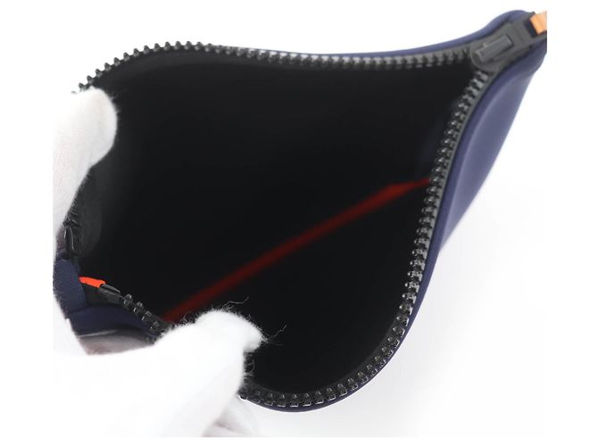 Hermès HERMES Trouse Flat PM Zip Pouch Negro Azul marino - vista 6