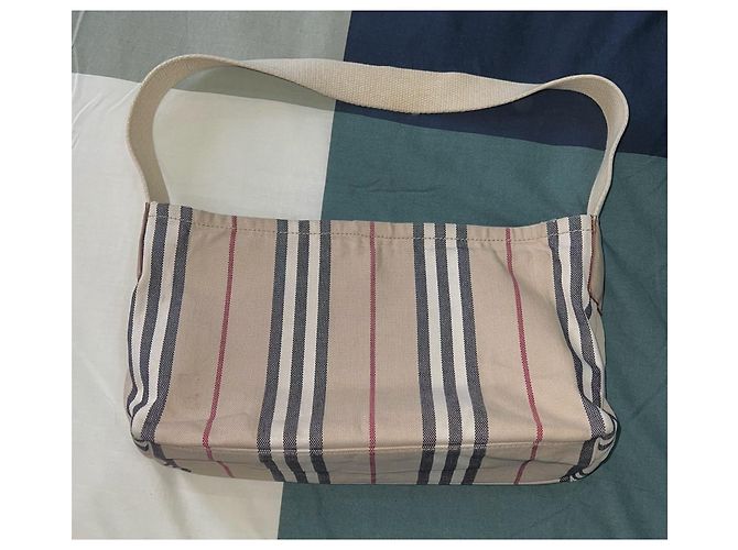 Borsa a tracolla Burberry Haymarket Check Beige - vista 10