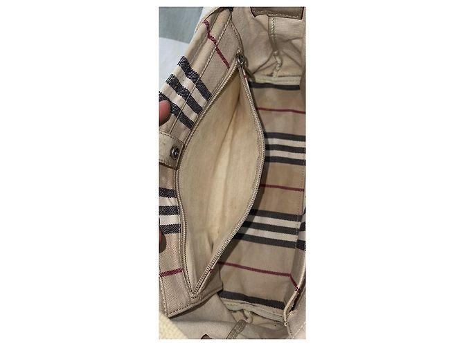 Borsa a tracolla Burberry Haymarket Check Beige - vista 15