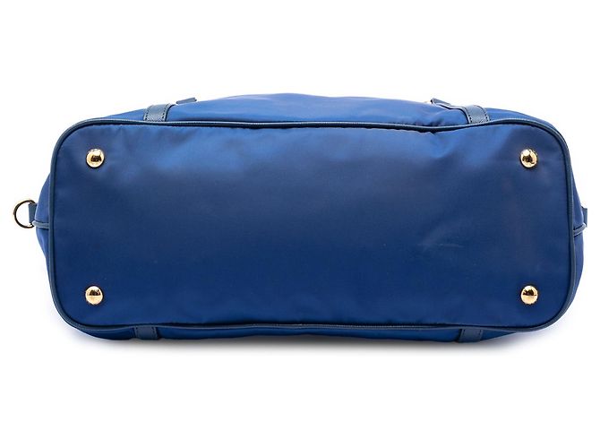 Borsa Prada Blue Saffiano Trimmed Tessuto - vista 3