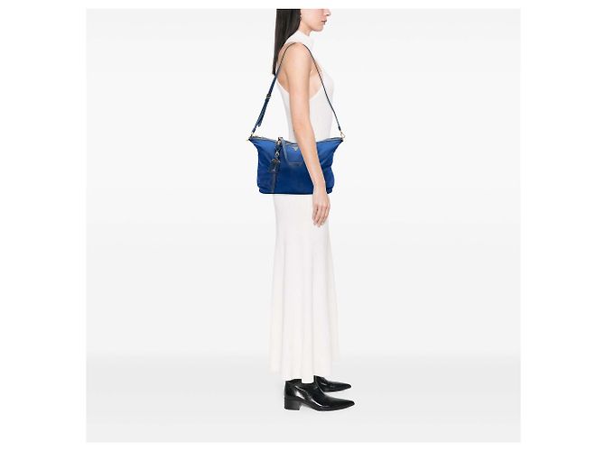 Borsa Prada Blue Saffiano Trimmed Tessuto - vista 6