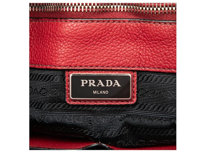 Borsa Tote Shopper Convertible Prada Red Vitello Daino Rosso - vista 5
