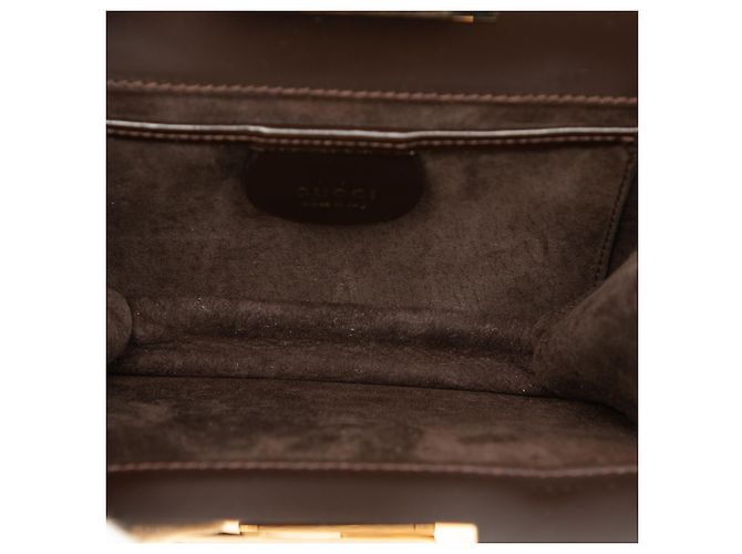 Borsa Gucci in scamosciato marrone con G quadrato Marrone scuro - vista 4