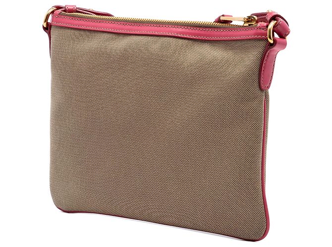 Borsa a tracolla Prada Beige Canvas Canapa Logo Bow - vista 2