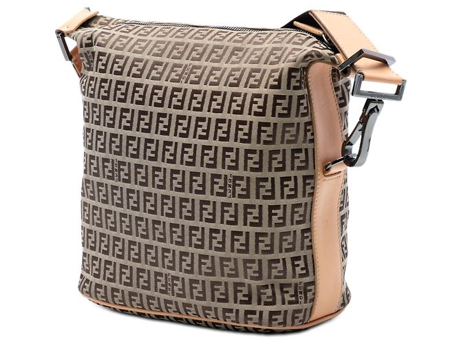 Borsa a tracolla Fendi in tela Zucchino beige - vista 2