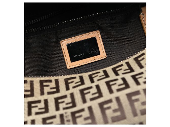Borsa a tracolla Fendi in tela Zucchino beige - vista 5