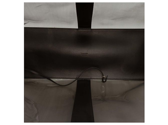 Saint Laurent Maxi Y Transparenter PVC Tote in Grau Braun - Ansicht 4