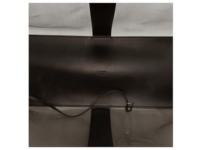 Saint Laurent Maxi Y Transparenter PVC Tote in Grau Braun - Ansicht 5