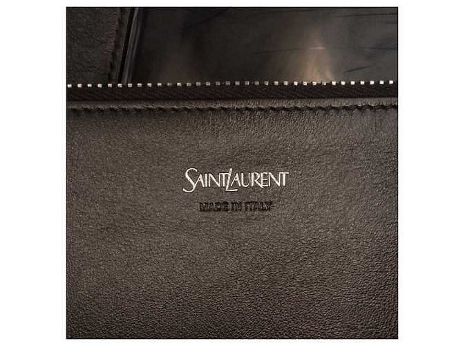 Saint Laurent Maxi Y Transparenter PVC Tote in Grau Braun - Ansicht 6