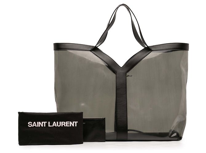 Saint Laurent Maxi Y Transparenter PVC Tote in Grau Braun - Ansicht 8