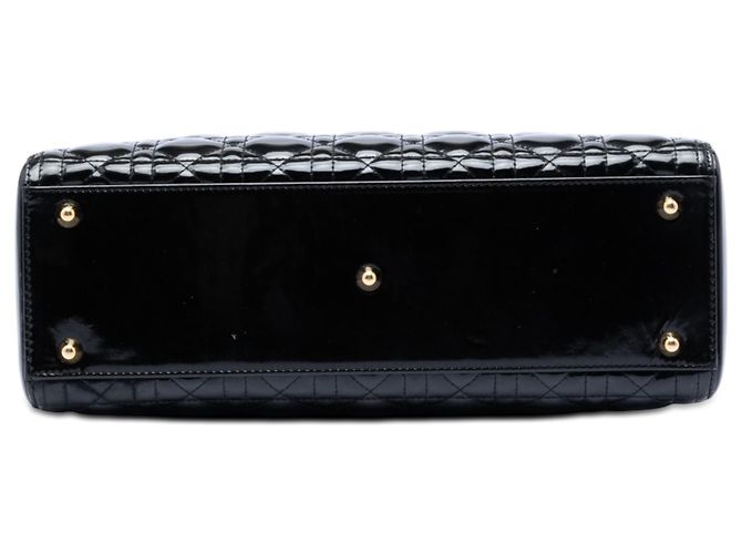 Lady Dior Cannage in vernice nero, Large - vista 3