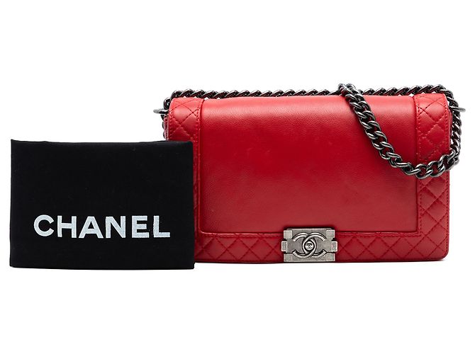 Chanel Red Old Medium Calfskin Boy Reverso Flap Rosso - vista 8