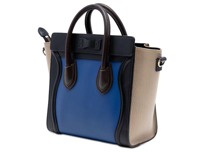 Luggage Céline Borsa Tote Celine Blue Nano Tricolor in pelle - vista 2