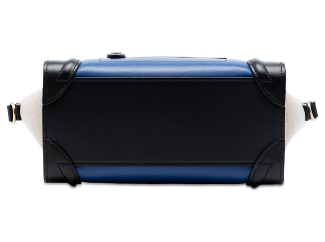 Luggage Céline Borsa Tote Celine Blue Nano Tricolor in pelle - vista 3