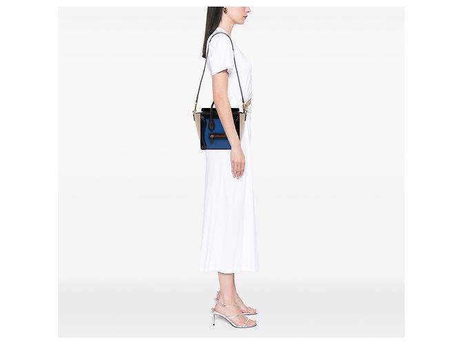 Luggage Céline Borsa Tote Celine Blue Nano Tricolor in pelle - vista 7