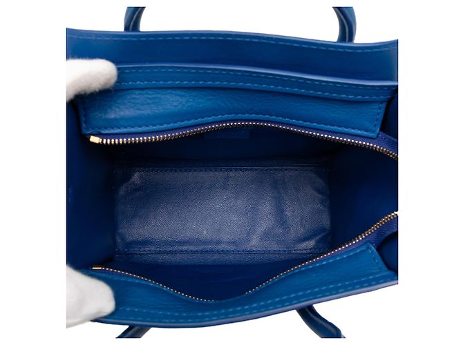 Céline Borsa Tote Celine Blue Nano Leather Luggage - vista 4