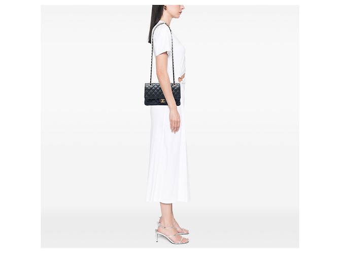 Chanel Black Medium Classic Caviar Double Flap Nero - vista 7