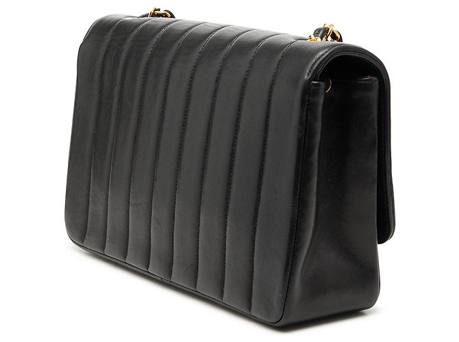 Chanel Borsa a tracolla Mademoiselle in agnello trapuntato verticale nero Medium - vista 2