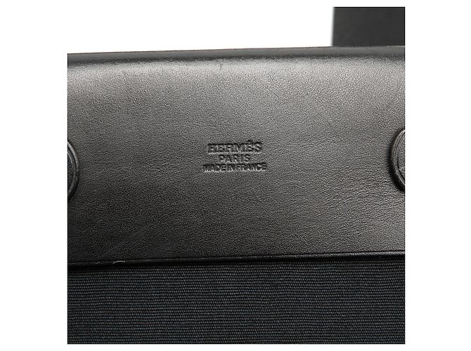 Hermès Black Toile and Vache Hunter Herbag Cabas MM Nero - vista 5