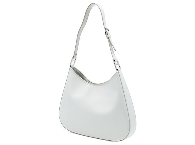 Bolsa de ombro Cleo em couro Spazzolato branco Prada - vista 2