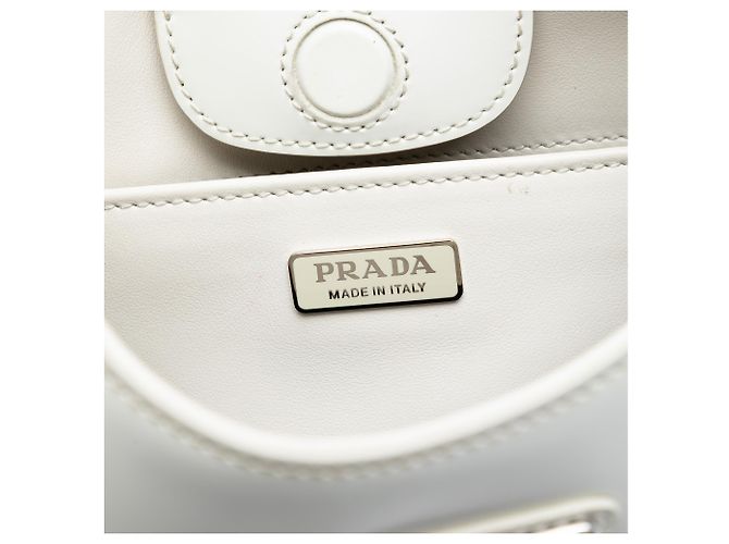 Bolsa de ombro Cleo em couro Spazzolato branco Prada - vista 5