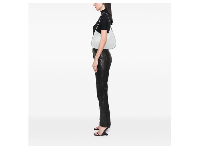 Bolsa de ombro Cleo em couro Spazzolato branco Prada - vista 6