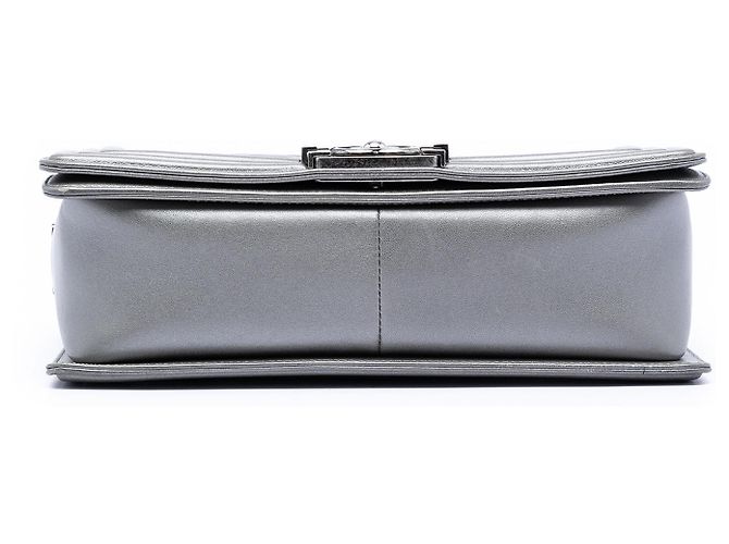 Chanel Boy Flap aus gestepptem Lammleder Grau Old Medium Braun Anthrazitgrau - Ansicht 3