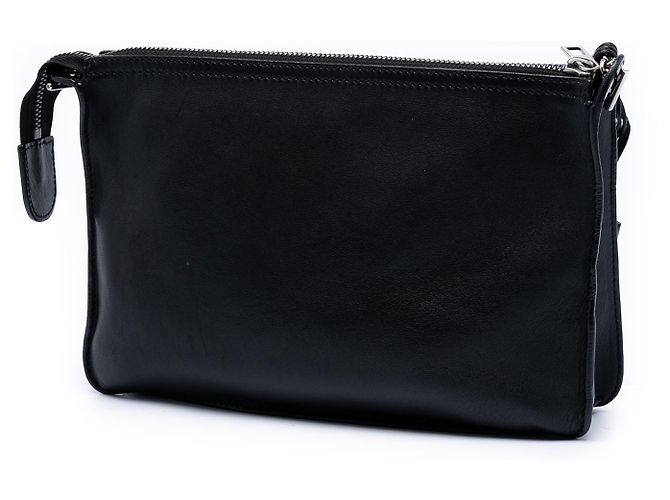 Céline Borsa a tracolla bustina con zip in pelle bicolore nera Celine Nero - vista 2