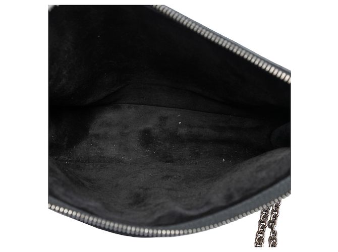 Céline Borsa a tracolla bustina con zip in pelle bicolore nera Celine Nero - vista 4